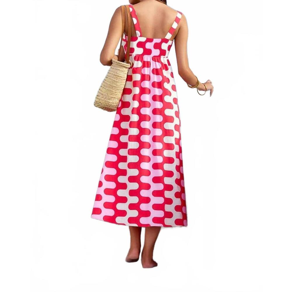 NEW LITTLE TRENDY french floral print slip maxi dress in pink - Picture 2 of 3